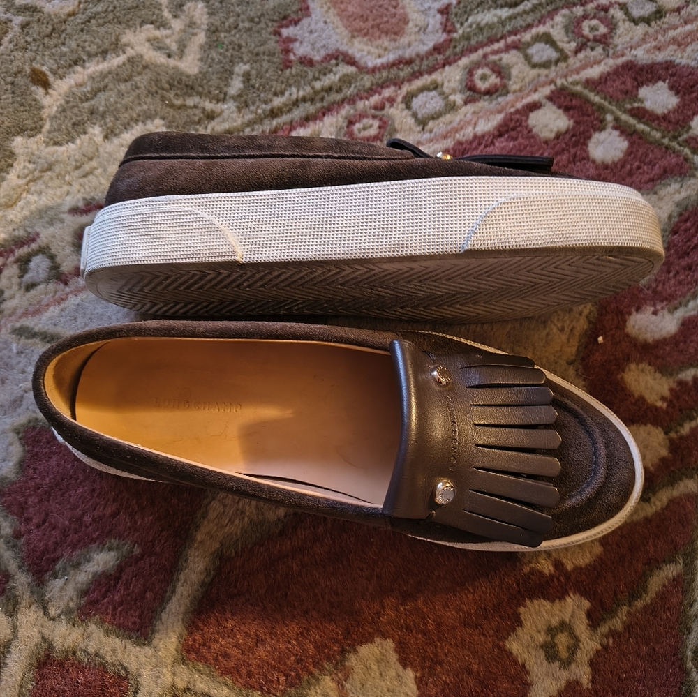Longchamp Brown Leather And Suede Ghillie Fringe Platform Sneakers 36 - Picture 5 of 9